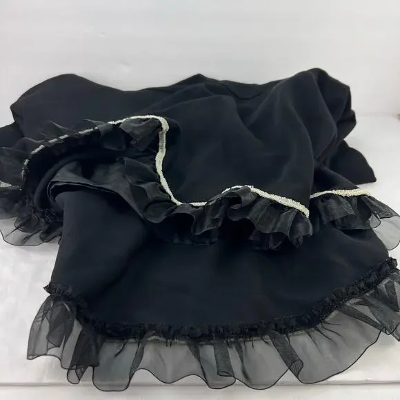 Y2K Vintage 90s Women's Hi-Low Ruffled Black w Contrasted Trim Fishtail Skirt 10 - Picture 7 of 11